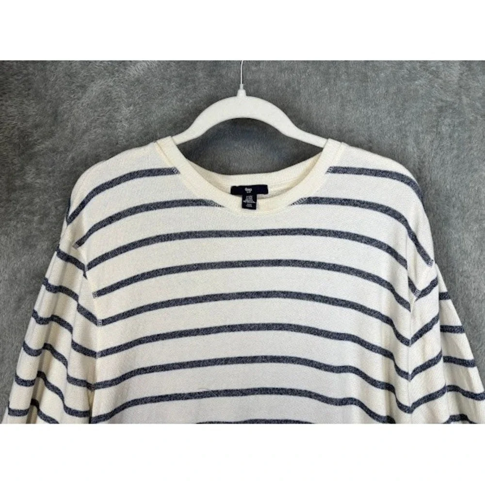 GAP Striped Crewneck Sweatshirt Long Sleeve Cream Navy Blue Size XXL 100% Cotton